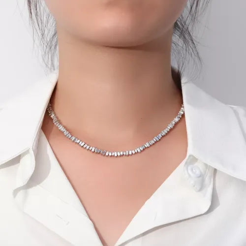 Baguette Cut Tennis Necklace