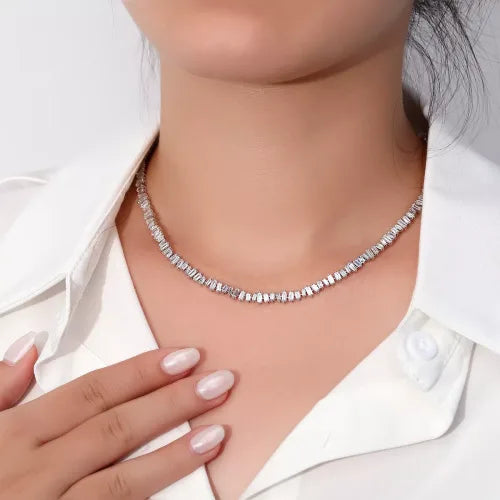 Baguette Cut Tennis Necklace